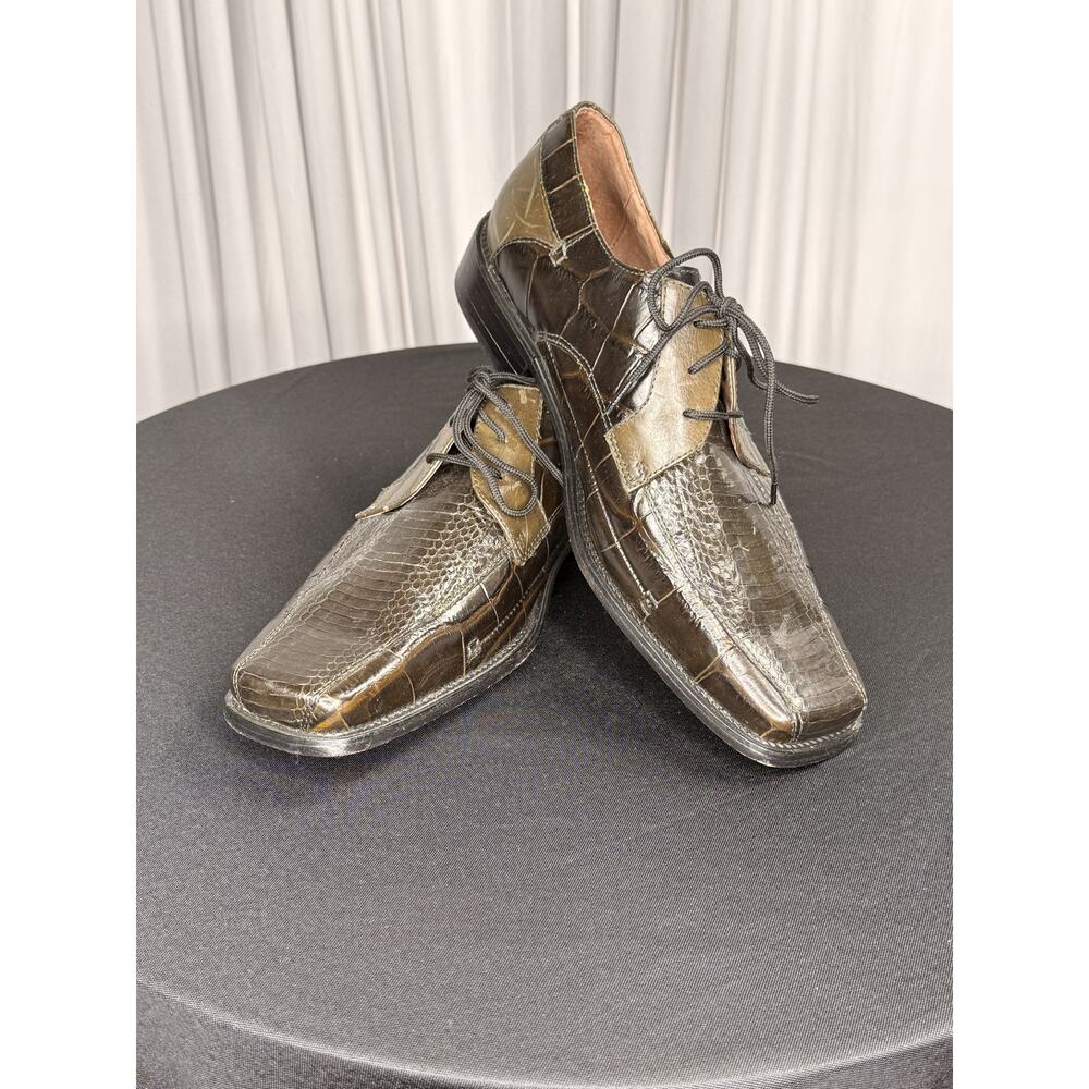 Stacy Adams Brown Croc Embossed Dress Shoes Size 10
